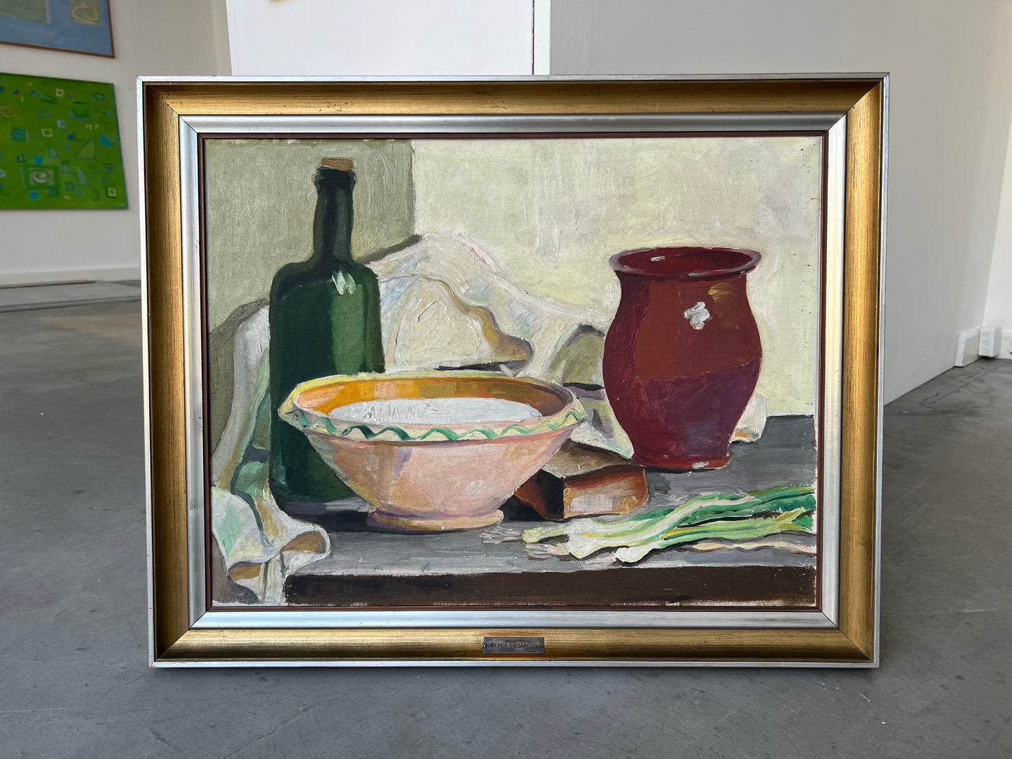 Pär Siegård. Stillife with bowl, vase and bottle